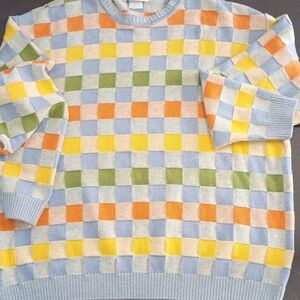 Norm Thompson Men's Lg. Multicolor Checkered Crewneck Sweater. Cool!!!